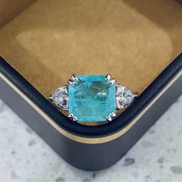 4.12  Carats Paraiba Tourmaline Ring |  Paraiba Tourmaline Cocktail Ring - Picture 4 of 5